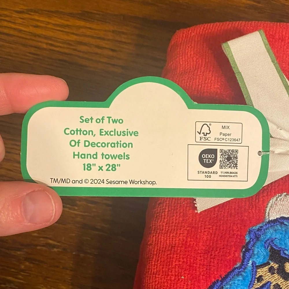 Sesame Street Cookie Monster Red Holiday Hand Towels